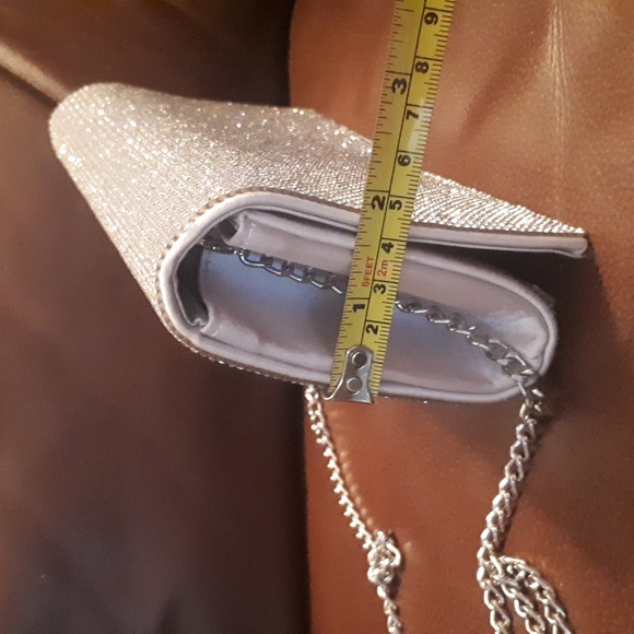 "Aldo" brand silver rhinestone covered purse with detachable chain strap - Picture 9 of 9